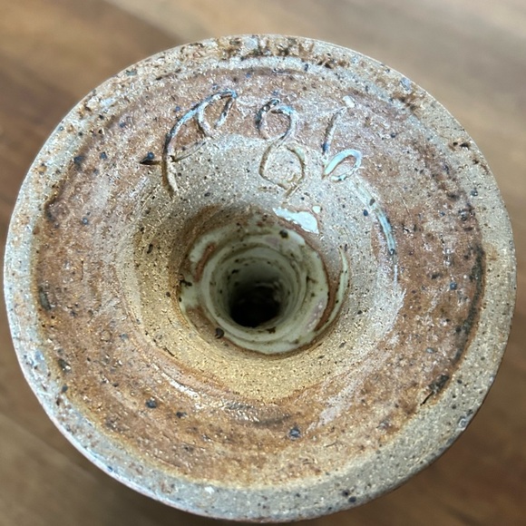 Vintage Studio Pottery Goblet Signed P86 Blue Speckled Stoneware Chalice 8” - Picture 6 of 7